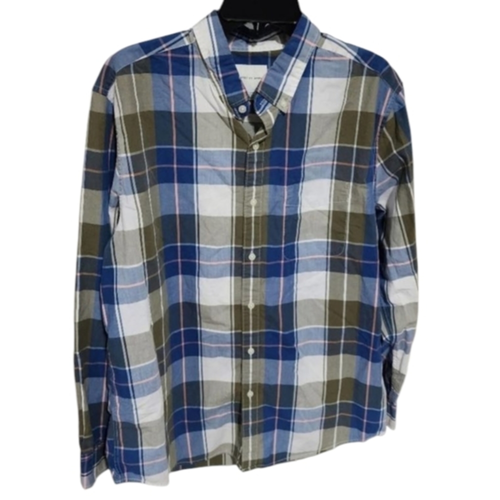 American Eagle Green blue and pink Plaid button-down‎ shirt men's size XL